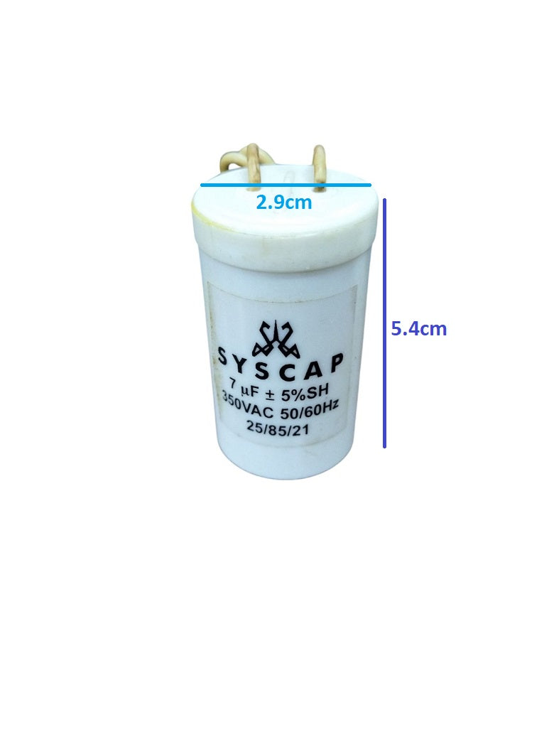 Syscap motor running capacitor 7uF 350V suitable for various electrical applications