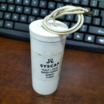 Syscap Running Capacitor 15uF 600V with Two Wires for Electrical Circuitry Applications