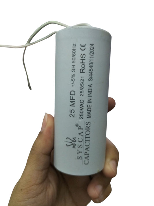 Syscap Running Capacitor 25MFD 250V with durable design for electrical circuitry applications