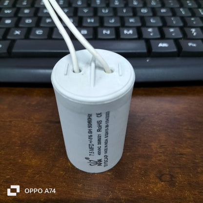 Syscap Running Capacitor 450V AC with two connector wires for electrical applications