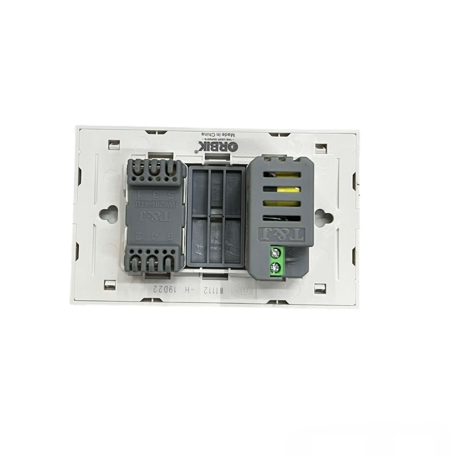 T&J 2 Gang USB 2.4A 5VDC and Tel Outlet power point and telephone socket module back view