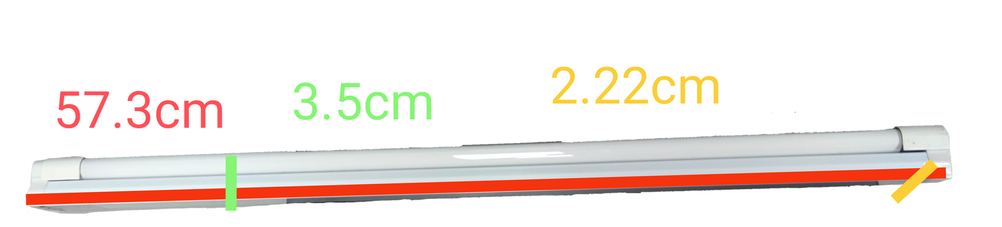 T5 colored fluorescent lamp 220V by Firefly & China showing length and diameter measurements
