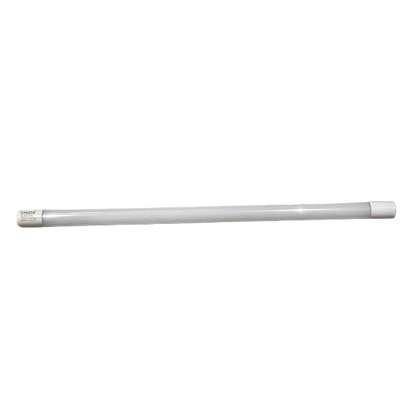 Shuta T8 LED Tube Light 18W Double Ended with white cylindrical design on black background