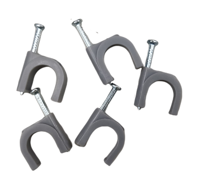 Tailee Nail Clip gray cable clamps with attached nails for securing wires and cables