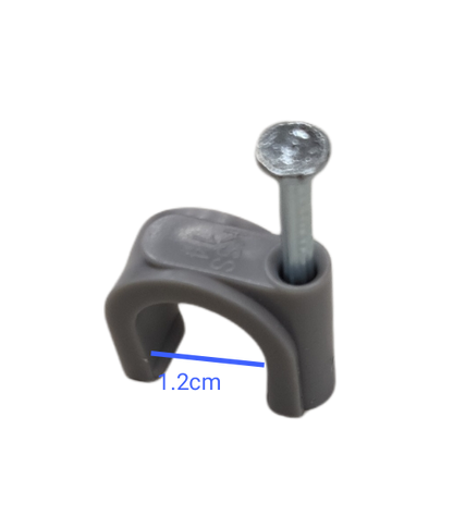 Tailee Nail Clip gray plastic cable clamp with nail for securing wires with 1.2 cm width