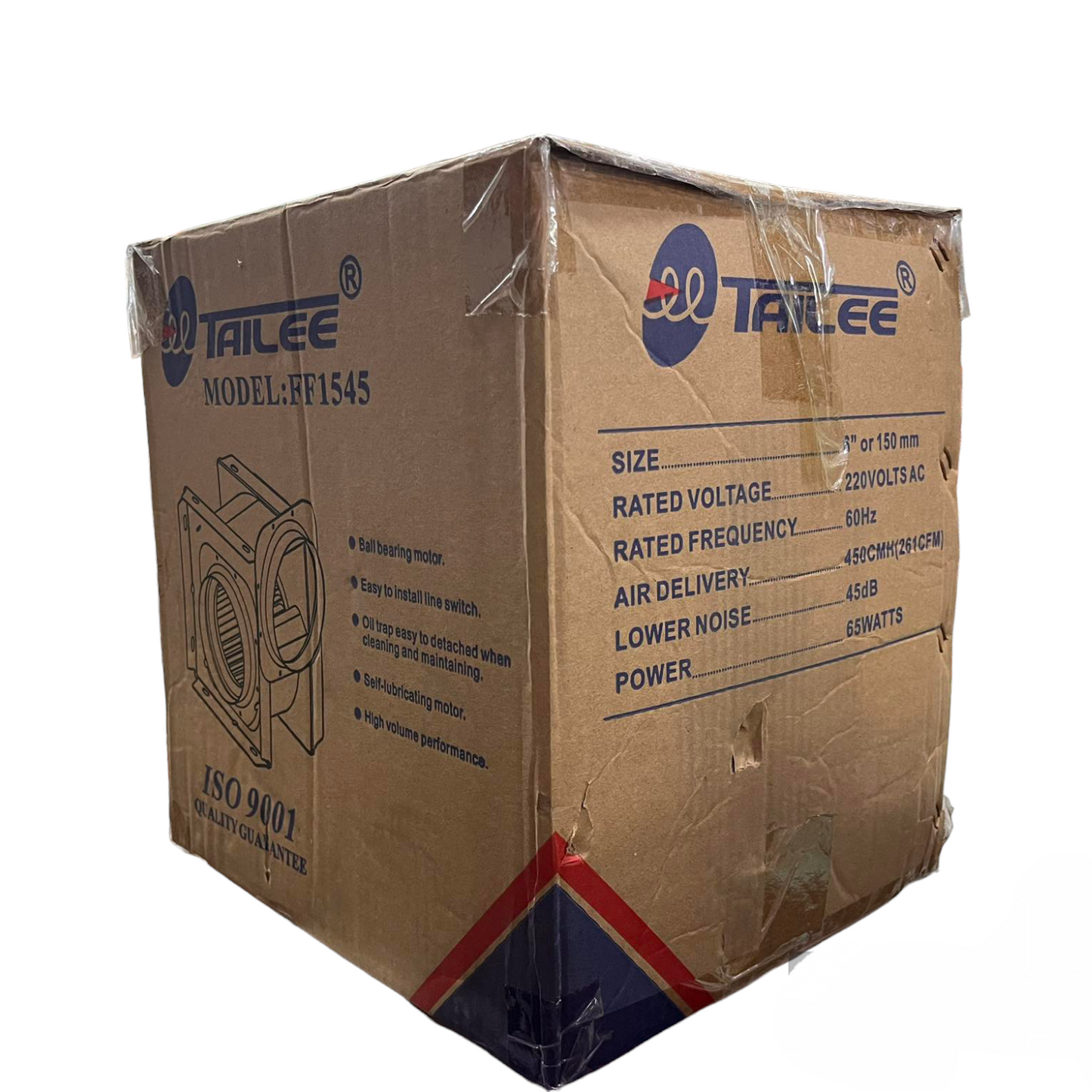 Tailee suction fan or blower fan exhaust fan in cardboard packaging box model PF1545