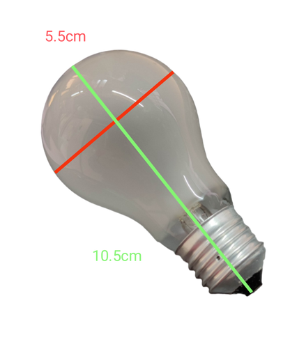 Taiyou 100W Incandescent Lamp E27 220V with glass bulb and metal screw base showing dimensions