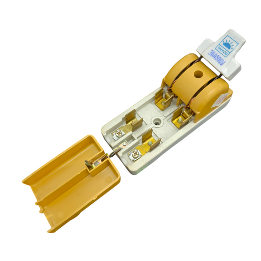 Taiyou 30A Knife Switch Single Throw Single Phase electrical circuitry component with yellow cover open