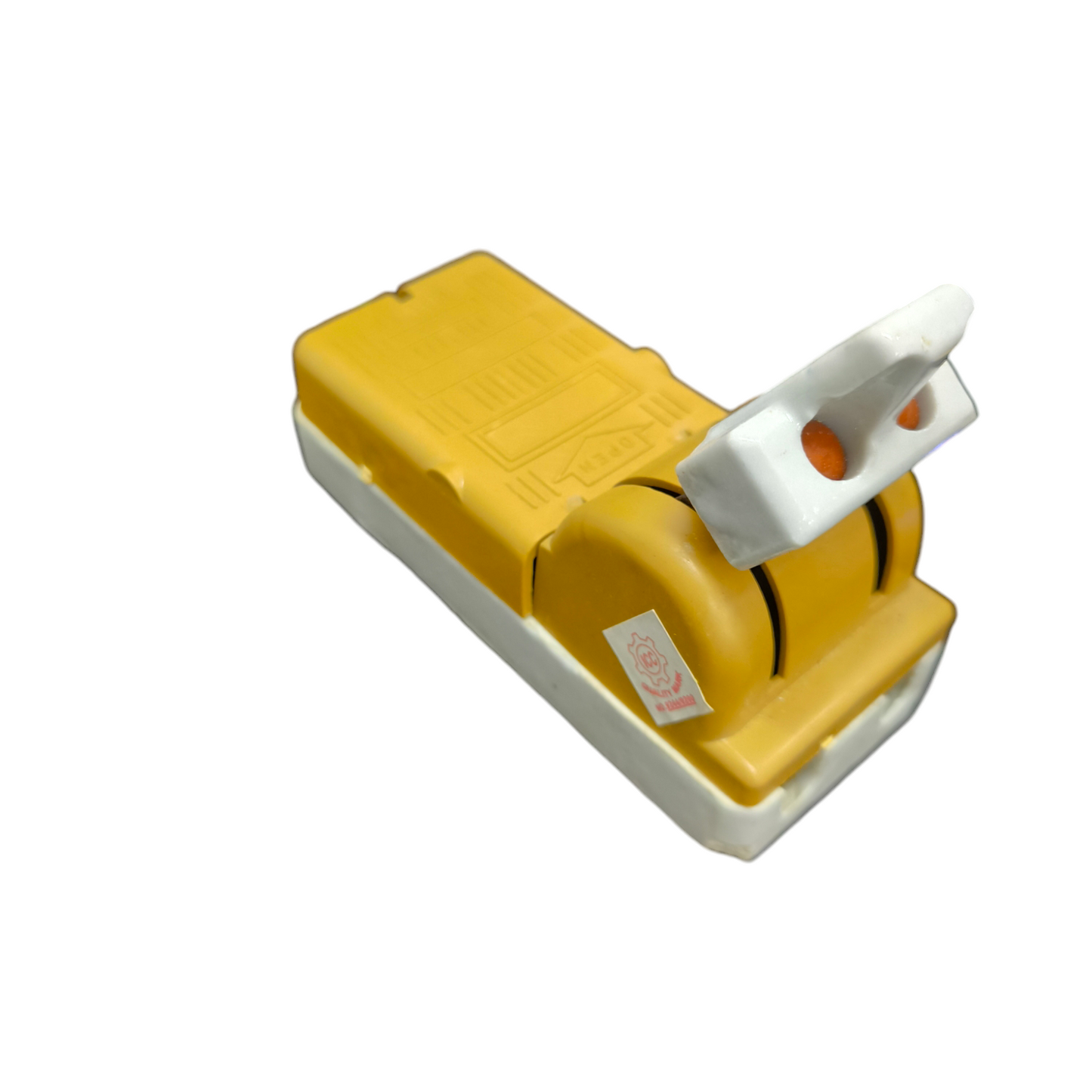 Taiyou 30A Knife Switch Single Throw Single Phase electrical component in yellow with white handle