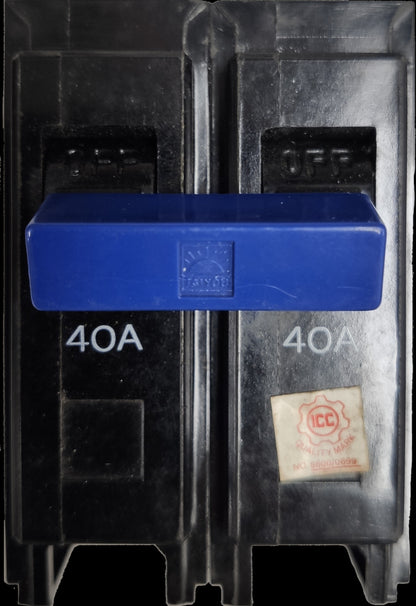 Taiyou 40A 2 Pole Circuit Breaker Plug-in Type with blue switch handle for electrical safety