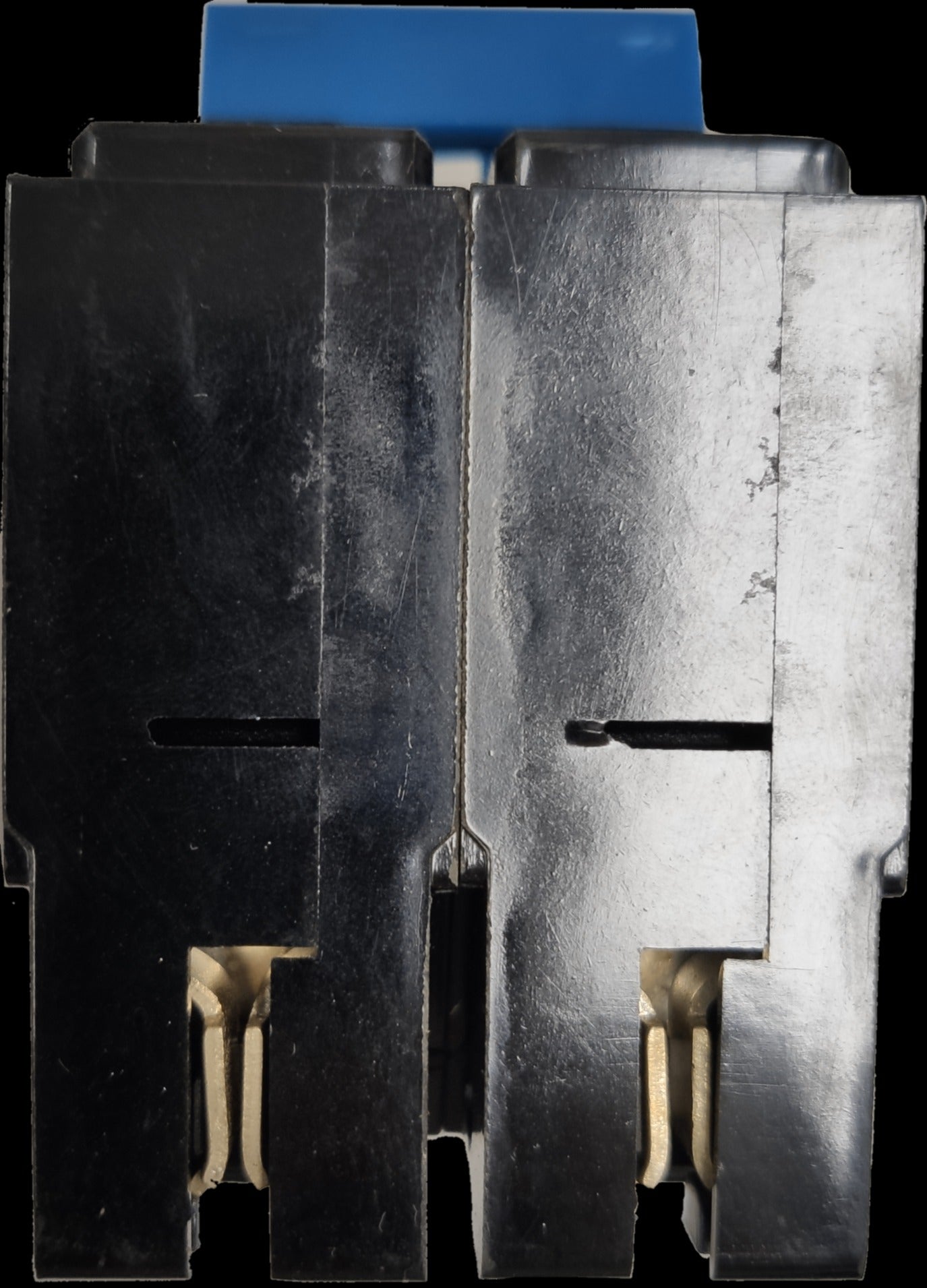 Taiyou 40A 2 Pole Circuit Breaker Plug-in Type black electrical component with blue handle