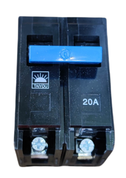 Taiyou Circuit Breaker 20A 2 Pole Plug-in with blue switch for electrical circuitry and parts