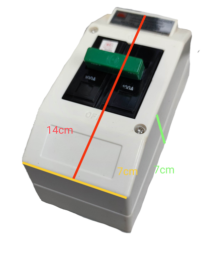 Circuit Breaker with PVC Enclosure 2 Pole by Taiyou in white with green switch and black panel