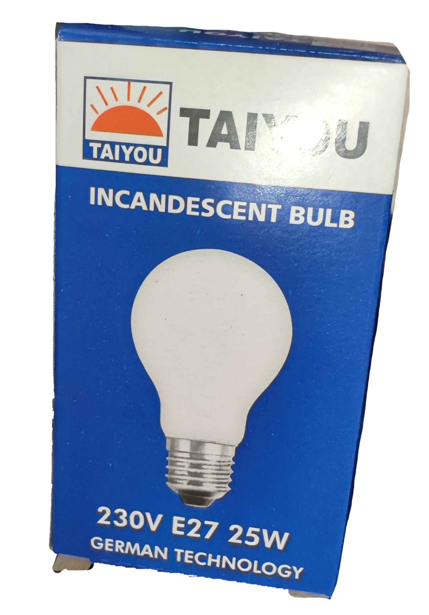 Taiyou E27 25W bulb 220V incandescent light bulb in blue and white packaging with German technology