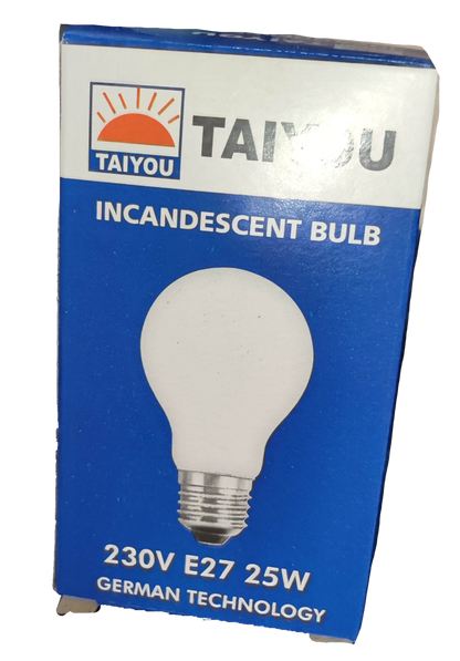 Taiyou E27 25W bulb 220V incandescent light bulb in blue and white packaging with German technology