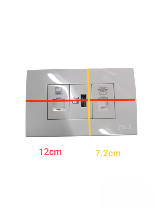 T&J Telephone with Plate Cover LAN power point with separate LAN and telephone ports in white