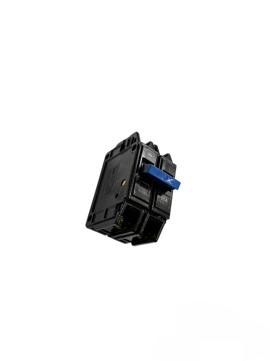 Taiyou 30A 2 Pole Circuit Breaker Bolt on with black body and blue switch for electrical protection