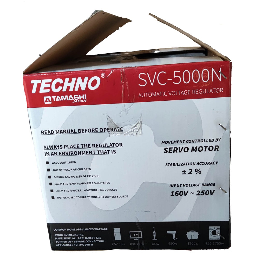 Techno SVC-5000N Automatic Voltage Regulator with 5000W AVR Servo Motor 220V Input for stable power supply