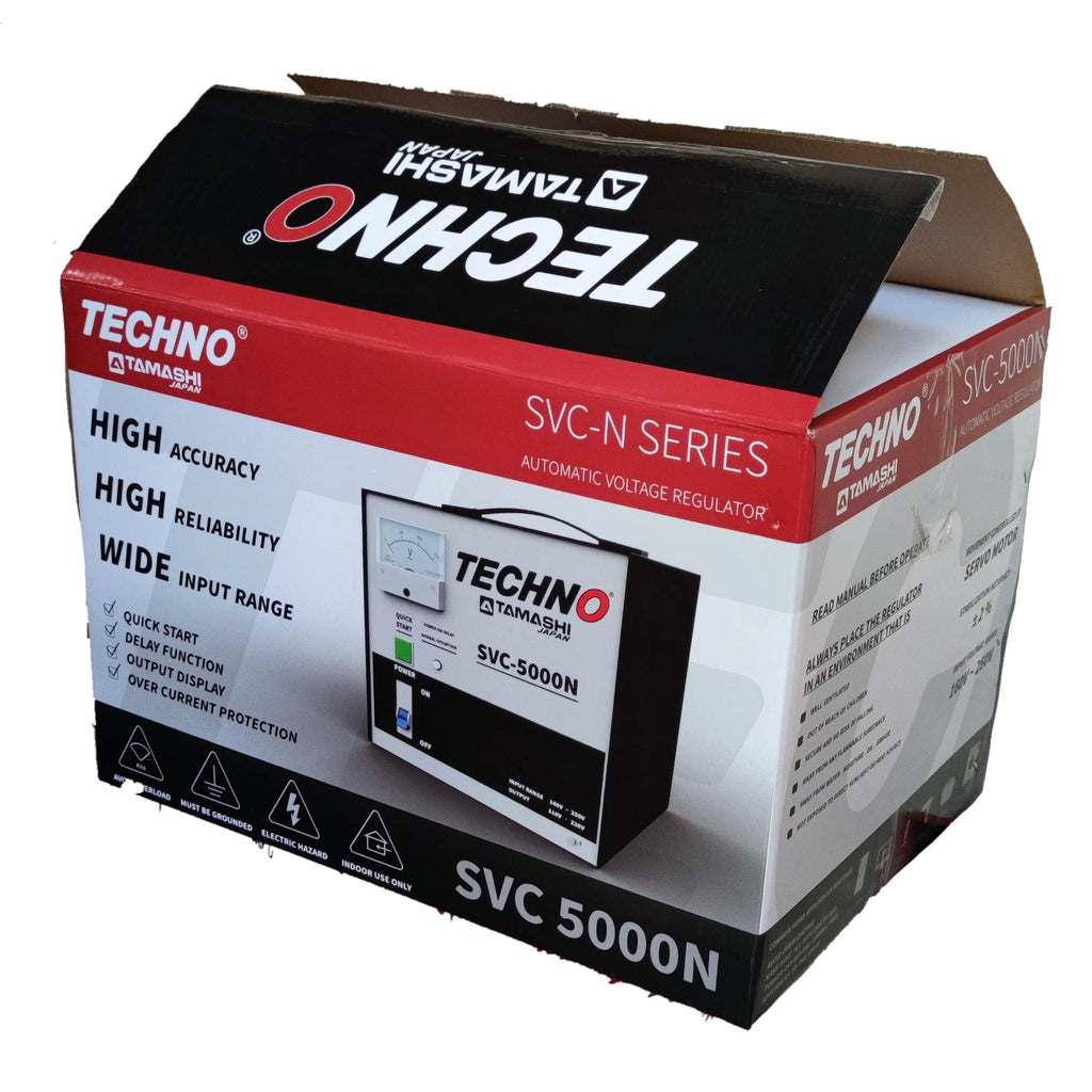 Techno SVC-5000N Automatic Voltage Regulator with 5000W AVR Servo Motor 220V Input for high accuracy