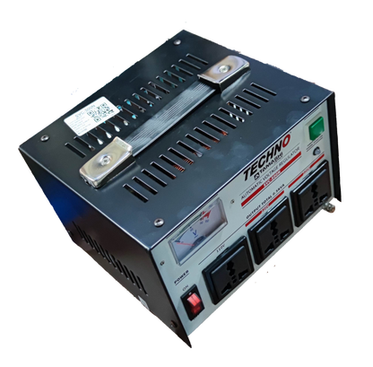 Techno 500W automatic voltage regulator with multiple outlets and easy-to-read display