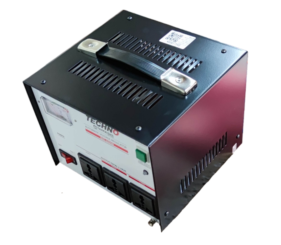 Techno Tamashi 1500W AVR Servo Motor 220V with black metal casing and control switches