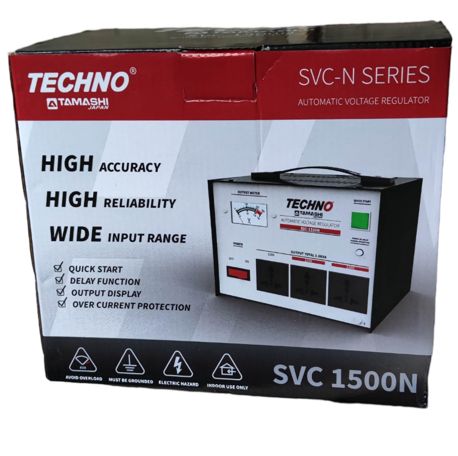 Techno Tamashi 1500W AVR Servo Motor 220V automatic voltage regulator box with high accuracy and wide input range