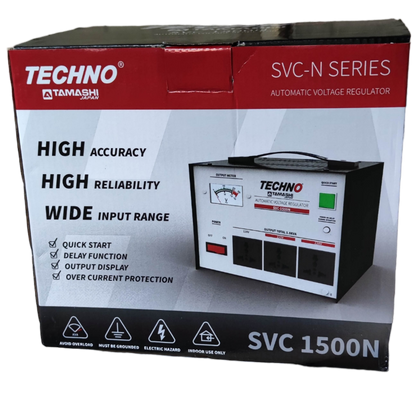 Techno Tamashi 1500W AVR Servo Motor 220V automatic voltage regulator box with high accuracy and wide input range