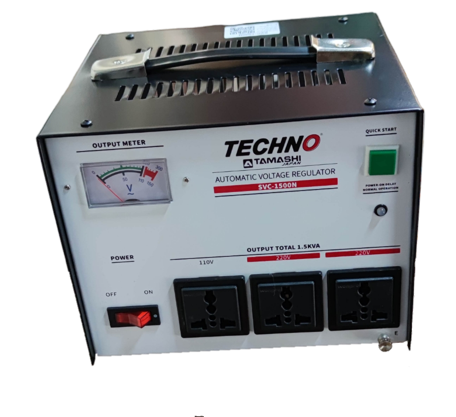 Techno Tamashi 1500W AVR Servo Motor 220V automatic voltage regulator with output meter and power switch