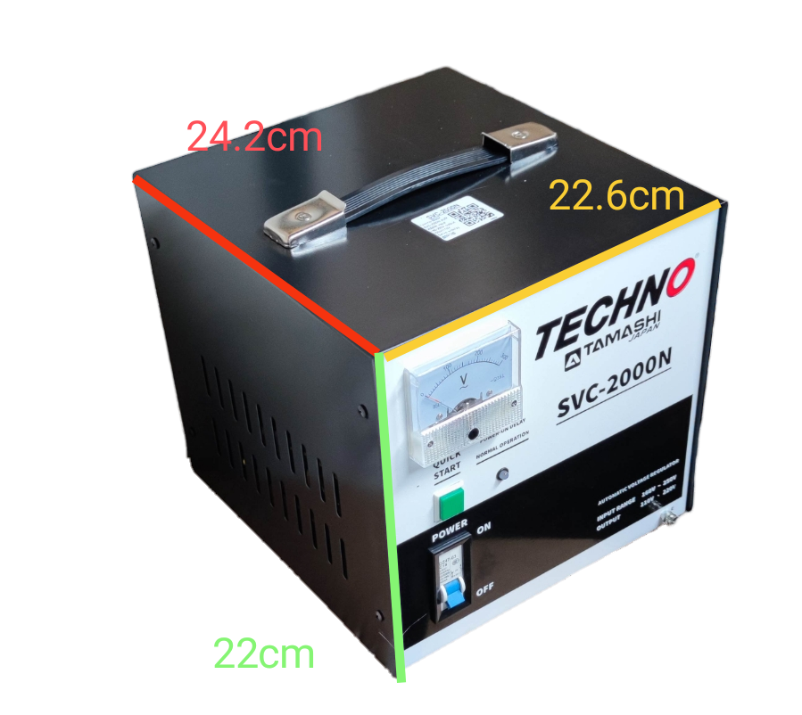 Techno Tamashi 2000W AVR Servo Motor 220V black voltage stabilizer with handle and meter