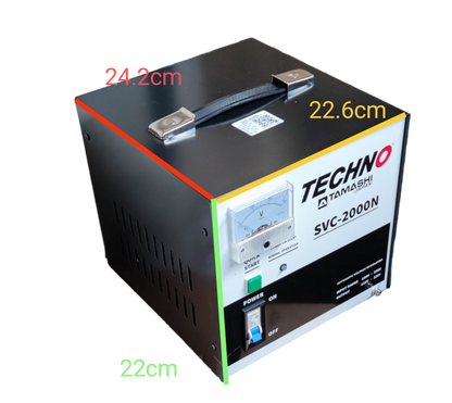Techno Tamashi 2000W AVR Servo Motor 220V black voltage stabilizer with handle and meter