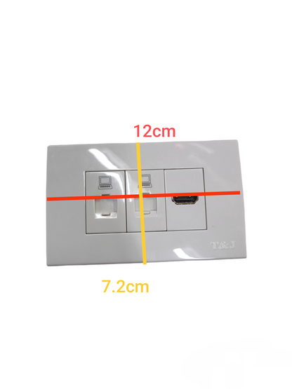 T&J 3 Gang 2 LAN CAT6 Outlet white power point with internet ports and HDMI socket