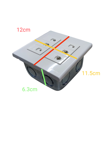 Panasonic 6 Gang Telephone Outlet 4C white wall plate with six RJ11 sockets and metal mounting box