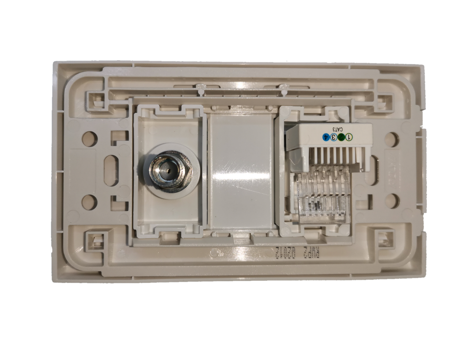 Royu Telephone Modular Jack and Cable TV Socket power point switch and plug white wall plate