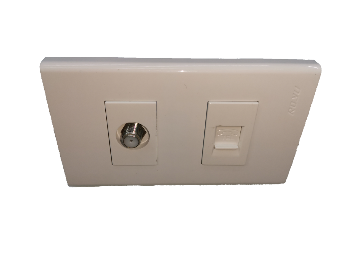 Royu Telephone Modular Jack and Cable TV Socket power point switch and plug with white faceplate