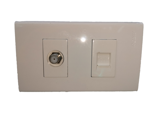 Royu Telephone Modular Jack and Cable TV Socket power point switch panel in white