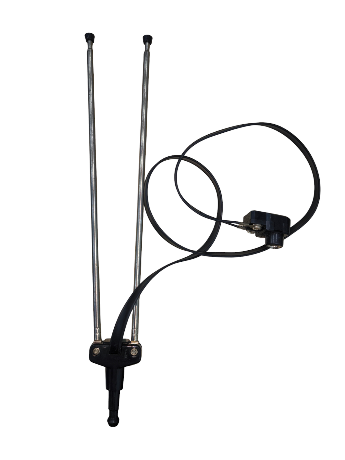 Telescopic Antenna for Analog TV with dual extendable metal rods and black cable from China