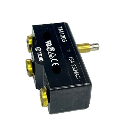 Tend Limit Switch 15A 250VAC TM1305 compact micro switch with metal plunger actuator and three brass terminals