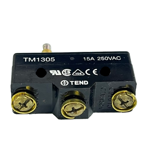 Tend Limit Switch 15A 250VAC TM1305 black plastic body with three brass screw terminals and marks