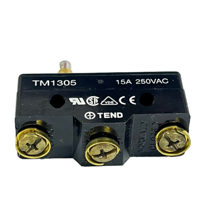Tend Limit Switch 15A 250VAC TM1305 black plastic body with three brass screw terminals and marks
