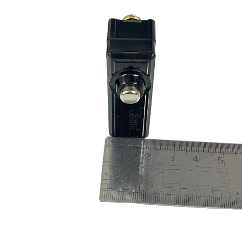 Limit Switch 15A 250VAC TM1306 Tend black plunger limit switch photographed next to ruler for scale