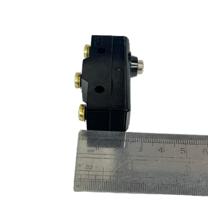 Tend Limit Switch 15A 250VAC TM1306 black plunger actuator with three brass terminals and ruler