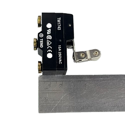 TEND Limit Switch 15A 250VAC black micro limit switch with roller lever and ruler for scale