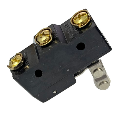 TEND Limit Switch 15A 250VAC black plastic limit switch with three brass terminal screws and roller actuator lever