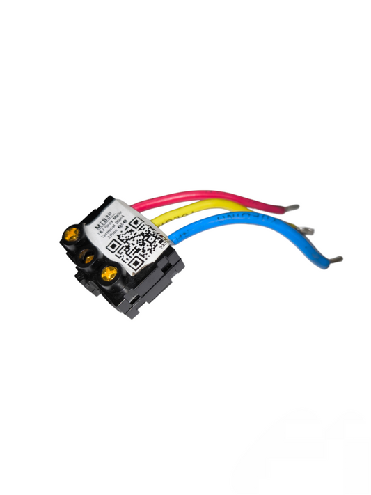 T&J Terminal Block Connector 3 Pole with red yellow and blue wires for electrical circuitry