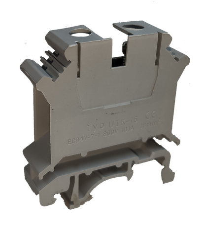 Grippes Terminal Block DIN Rail Type 16mm electrical circuitry component in gray plastic housing