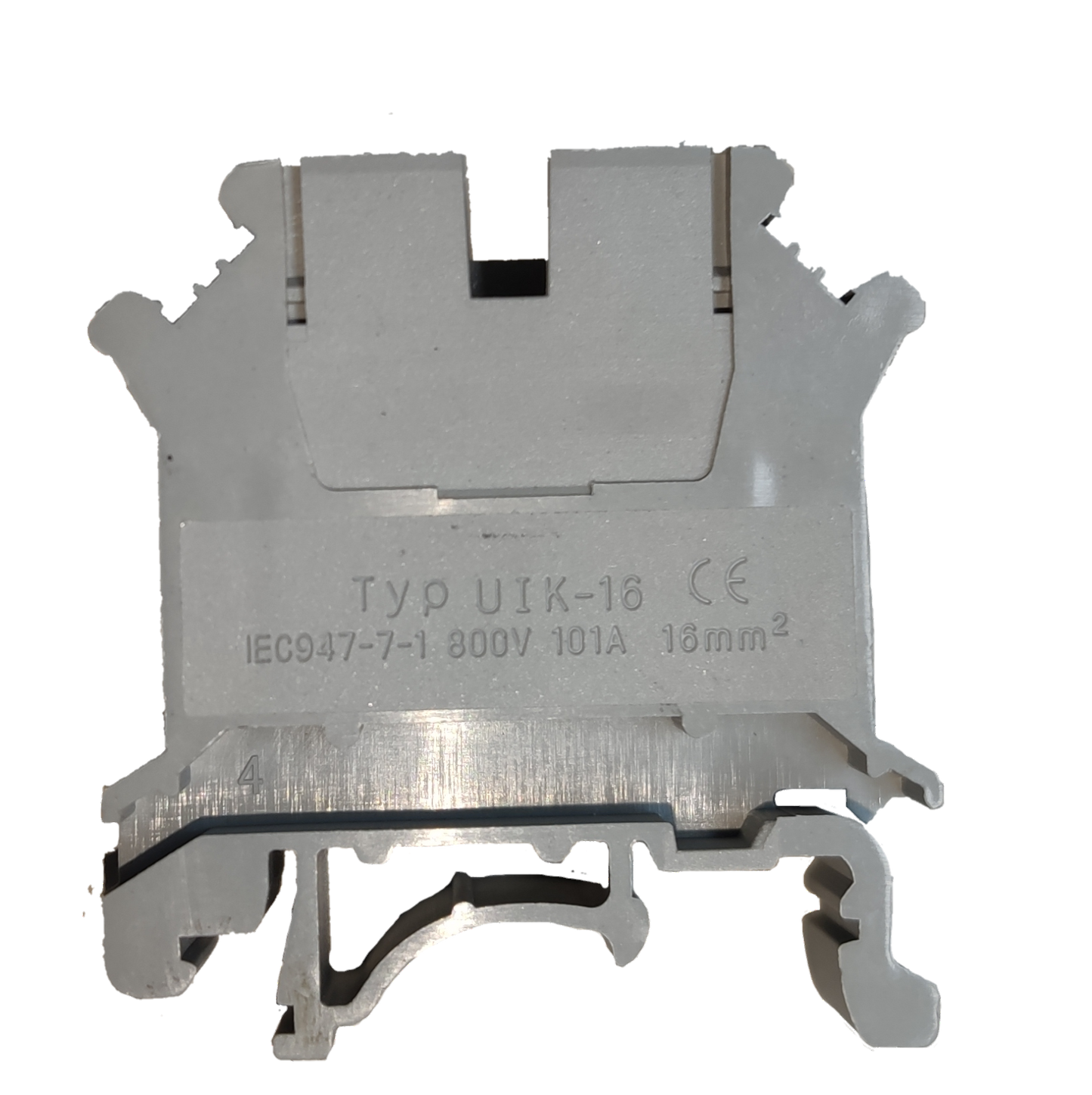 Grippes Terminal Block DIN Rail Type 16mm electrical circuitry part in gray plastic and metal