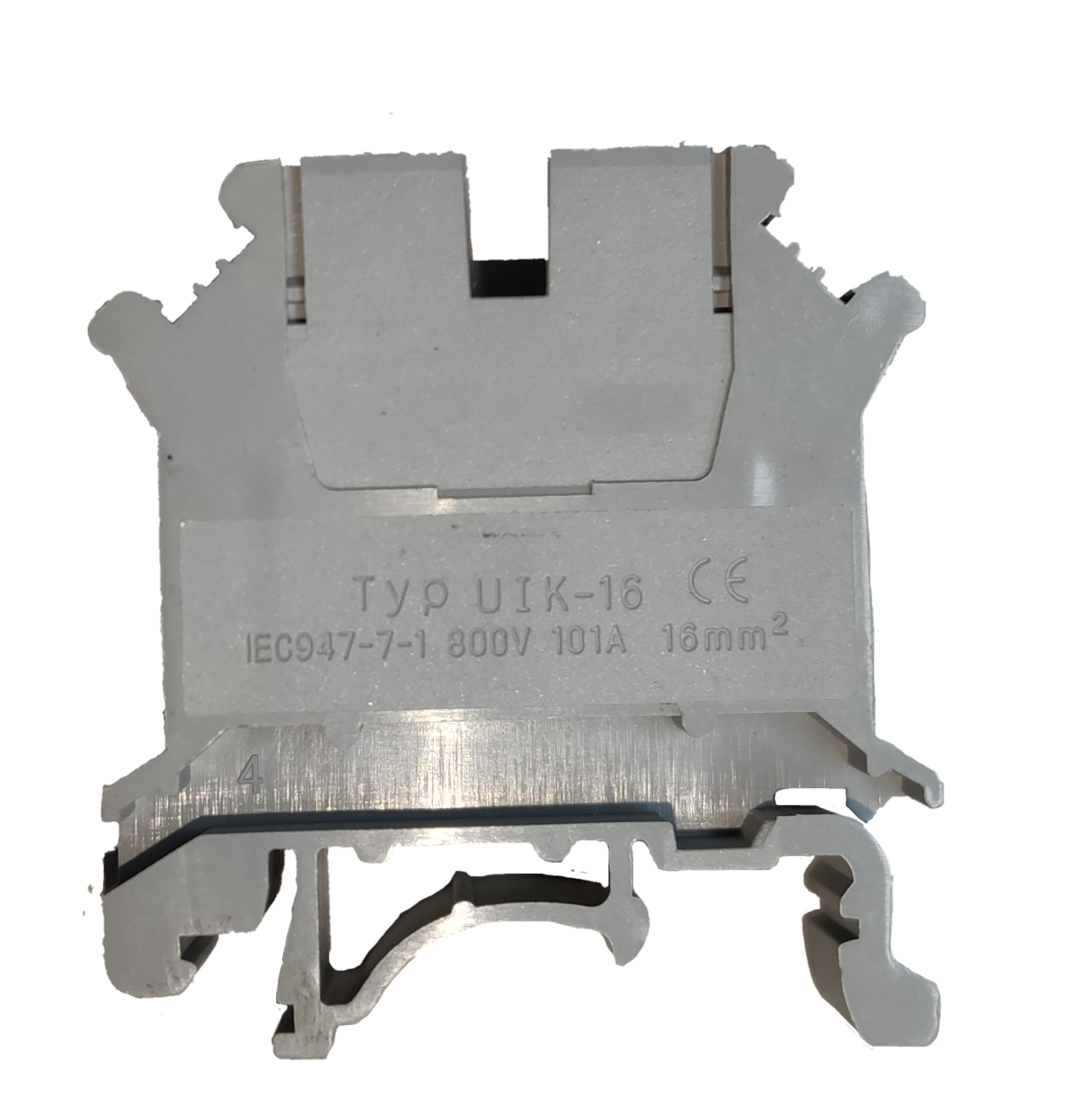 Grippes Terminal Block DIN Rail Type 16mm electrical circuitry part in gray plastic and metal