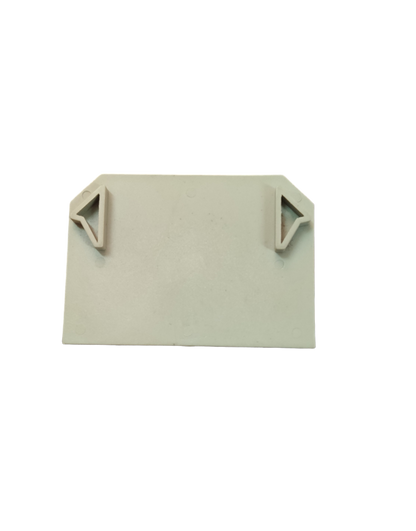 Grippes Terminal Block End Cover 35mm in white plastic for electrical circuitry protection