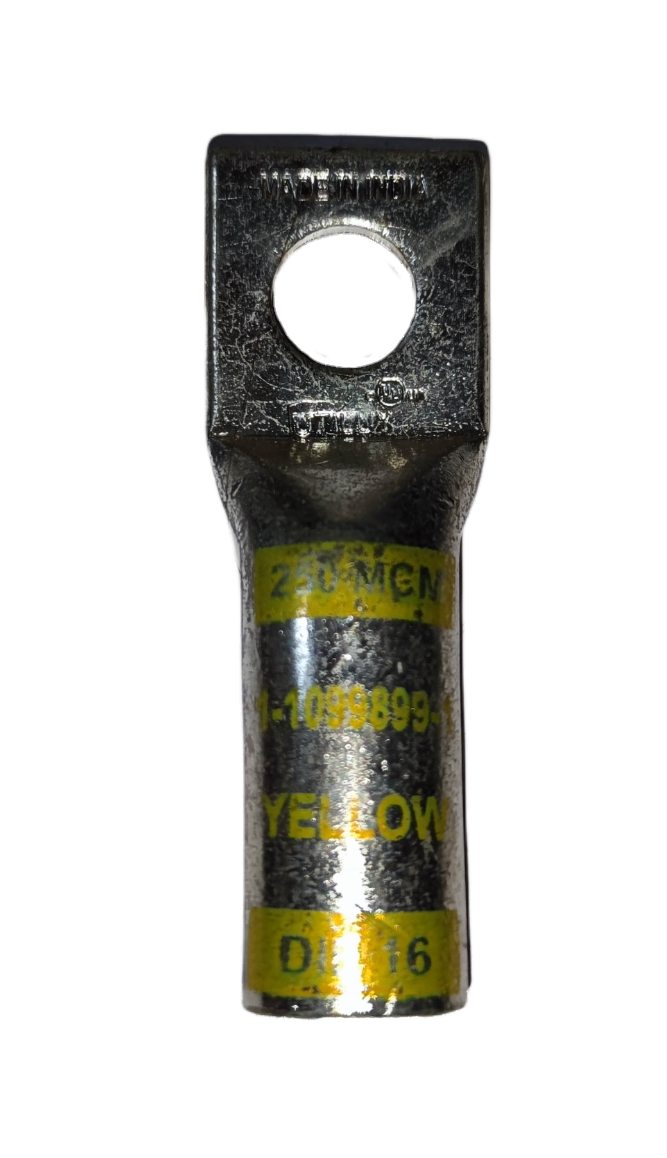 Utilux Terminal Lugs Long Barrel 1 Hole 250MCM electrical connector with yellow markings