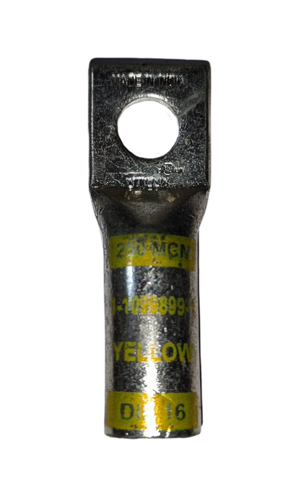 Utilux Terminal Lugs Long Barrel 1 Hole 250MCM electrical connector with yellow markings